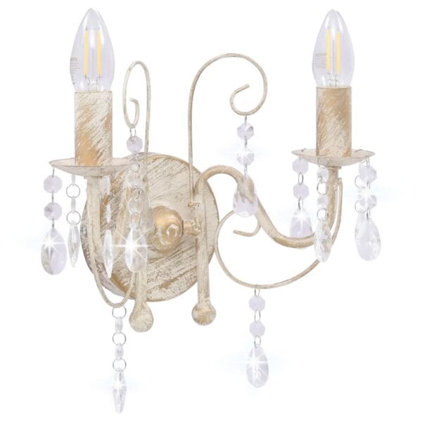 Wandlamp Met Kralen 2Xe14 Antiek