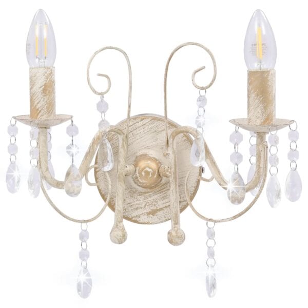 Wandlamp Met Kralen 2Xe14 Antiek