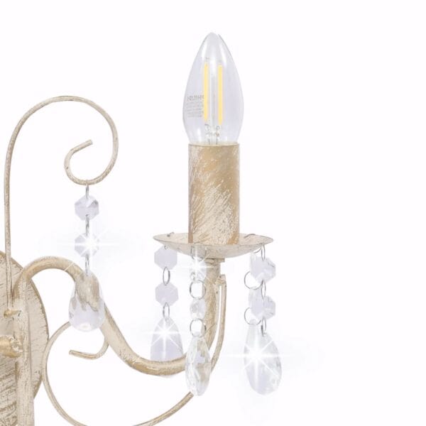 Wandlamp Met Kralen 2Xe14 Antiek