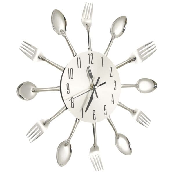 Wandklok Lepel-En-Vork 31 Cm Aluminium Zilverkleurig