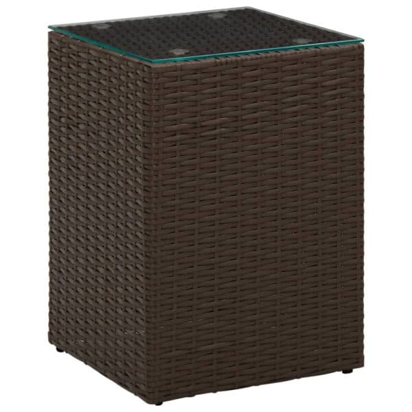 Bijzettafel Met Glazen Blad 35X35X52 Cm Poly Rattan