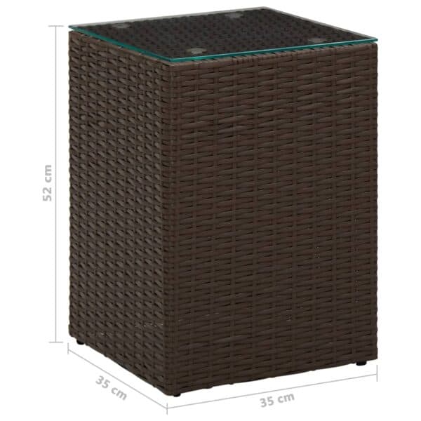 Bijzettafel Met Glazen Blad 35X35X52 Cm Poly Rattan
