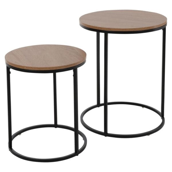 H&S Collection Bijzettafelset 2 St Met Houten Tafelblad Naturel,