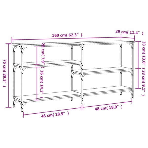 Wandtafel 160X29X75 Cm Bewerkt Hout Kleurig
