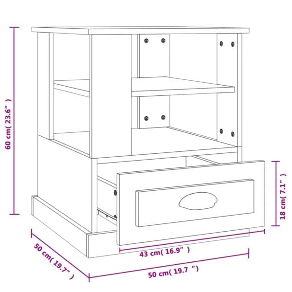 Bijzettafel 50X50X60 Cm Bewerkt Hout
