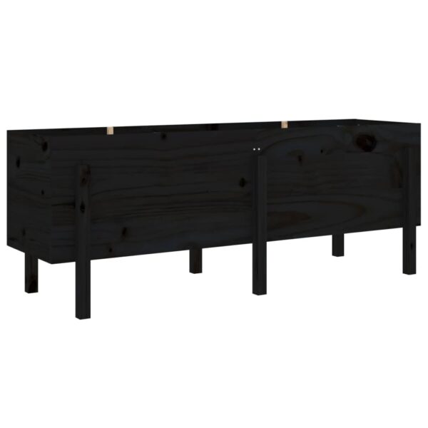 Plantenbak Verhoogd Massief Grenenhout Zwart 160 cm