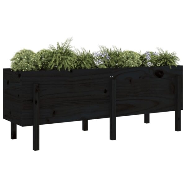 Plantenbak Verhoogd Massief Grenenhout Zwart 160 cm