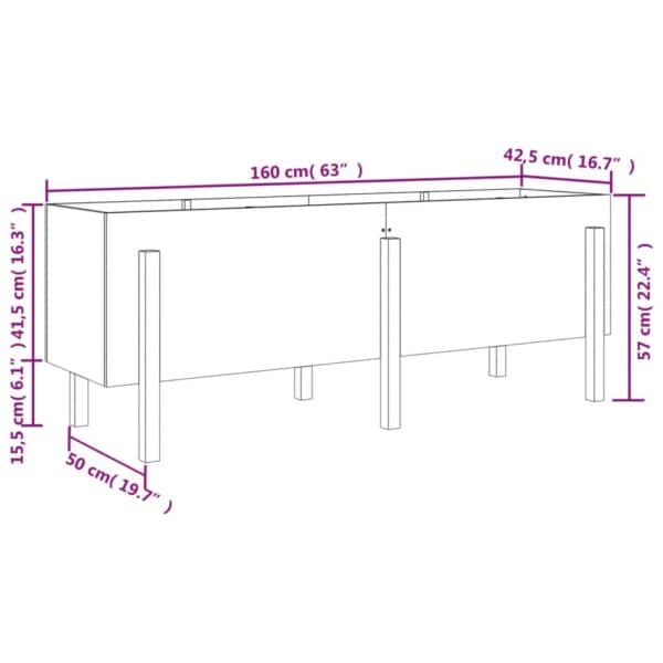 Plantenbak Verhoogd Massief Grenenhout Zwart 160 cm