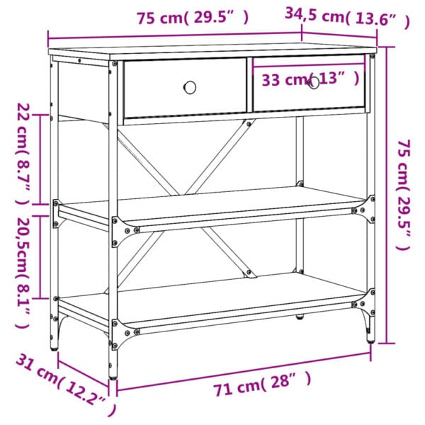 Wandtafel 75X34,5X Bewerkt Hout Eikenkleurig