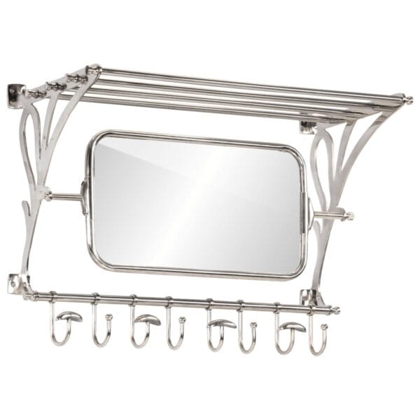 Bagagerek Met Kleerhangers En Spiegel Wandmontage Aluminium