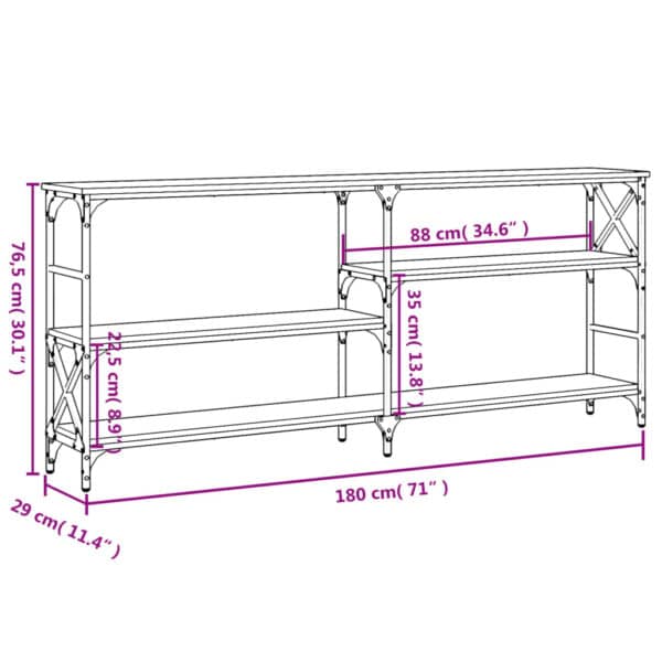Wandtafel 180X29X76,5 Cm Bewerkt Hout Kleurig