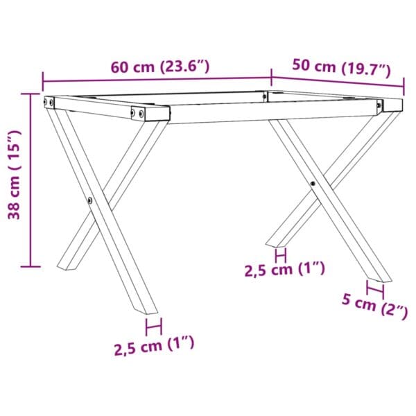 Salontafelpoten X-Frame 60X50X38 Cm Gietijzer