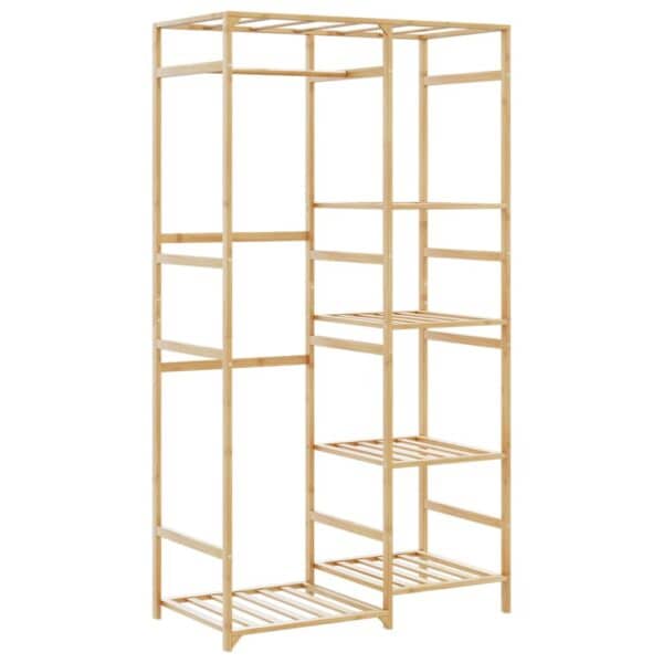 Kledingrek Met Schappen 100X50X184,5 Cm Bamboe Beige