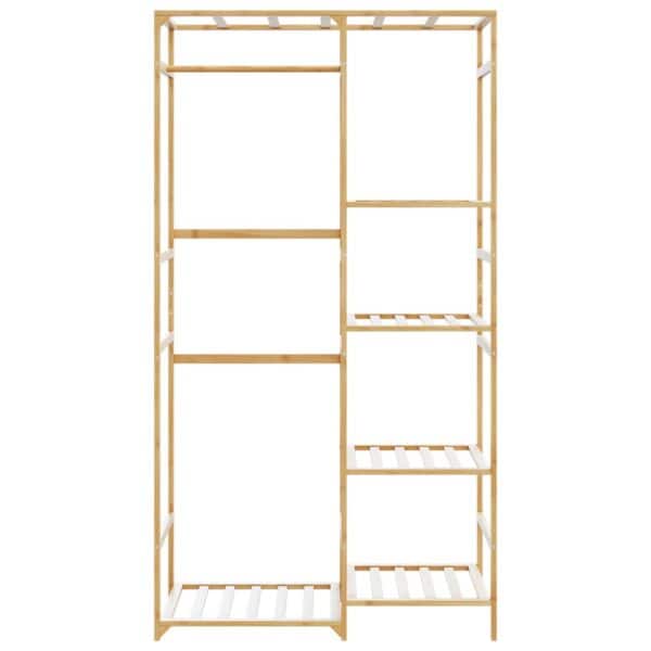 Kledingrek Met Schappen 100X50X184,5 Cm Bamboe Beige
