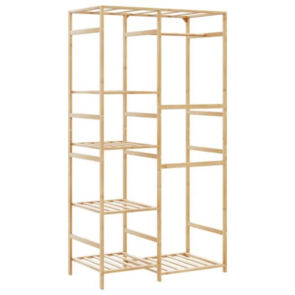 Kledingrek Met Schappen 100X50X184,5 Cm Bamboe Beige
