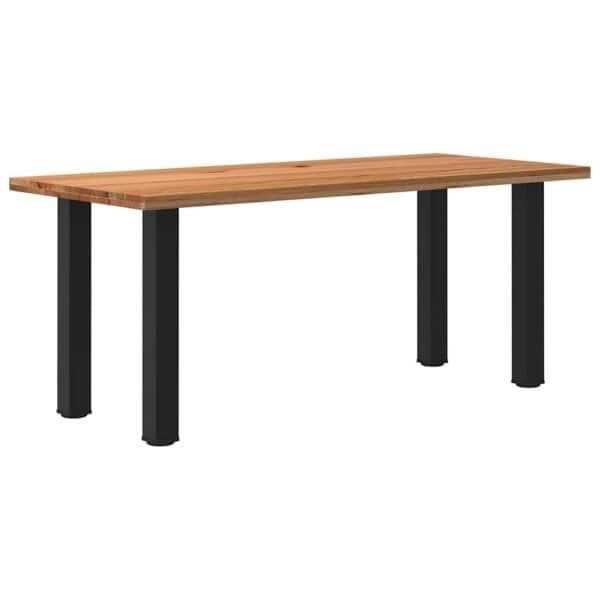 Eettafel Rechthoekig 220X120X74 Cm Massief Eikenhout Lichtbruin Zwart