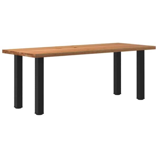 Eettafel Rechthoekig 220X120X74 Cm Massief Eikenhout Lichtbruin Zwart