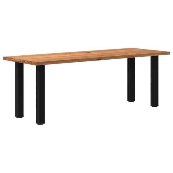 Eettafel Rechthoekig 220X120X74 Cm Massief Eikenhout Lichtbruin Zwart