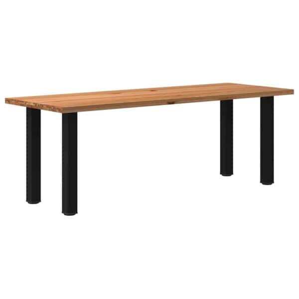 Eettafel Rechthoekig 220X120X74 Cm Massief Eikenhout Lichtbruin Zwart