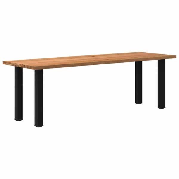 Eettafel Rechthoekig 220X120X74 Cm Massief Eikenhout Lichtbruin Zwart