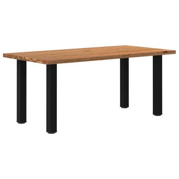 Eettafel Rechthoekig 220X120X74 Cm Massief Eikenhout Lichtbruin Zwart