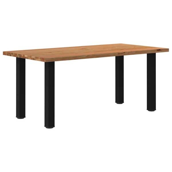 Eettafel Rechthoekig 220X120X74 Cm Massief Eikenhout Lichtbruin Zwart