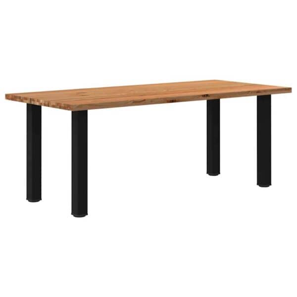 Eettafel Rechthoekig 220X120X74 Cm Massief Eikenhout Lichtbruin Zwart