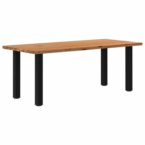Eettafel Rechthoekig 220X120X74 Cm Massief Eikenhout Lichtbruin Zwart