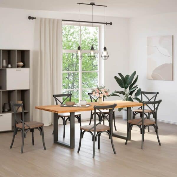 Eettafel Rechthoekig Massief Eikenhout Lichtbruin