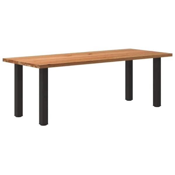 Eettafel Rechthoekig 220X120X74 Cm Massief Eikenhout Lichtbruin Zwart