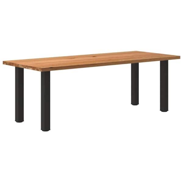 Eettafel Rechthoekig 220X120X74 Cm Massief Eikenhout Lichtbruin Zwart