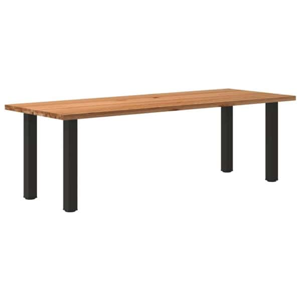 Eettafel Rechthoekig 220X120X74 Cm Massief Eikenhout Lichtbruin Zwart