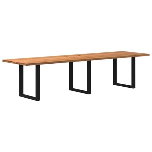 Eettafel Rechthoekig Massief Eikenhout Lichtbruin