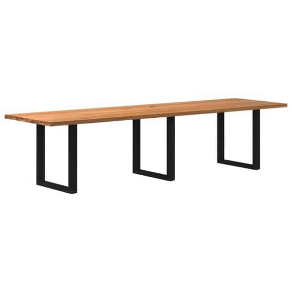 Eettafel Rechthoekig Massief Eikenhout Lichtbruin
