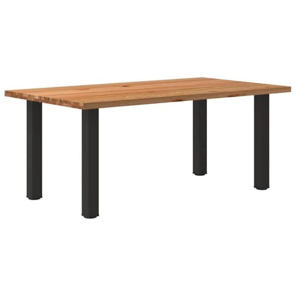 Eettafel Rechthoekig 220X120X74 Cm Massief Eikenhout Lichtbruin Zwart