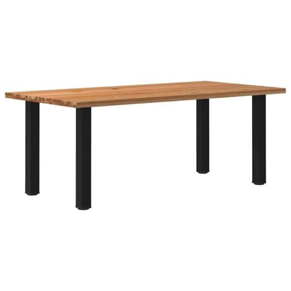 Eettafel Rechthoekig 220X120X74 Cm Massief Eikenhout Lichtbruin Zwart