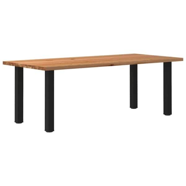 Eettafel Rechthoekig 220X120X74 Cm Massief Eikenhout Lichtbruin Zwart