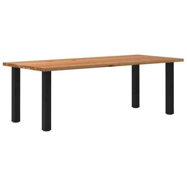 Eettafel Rechthoekig 220X120X74 Cm Massief Eikenhout Lichtbruin Zwart