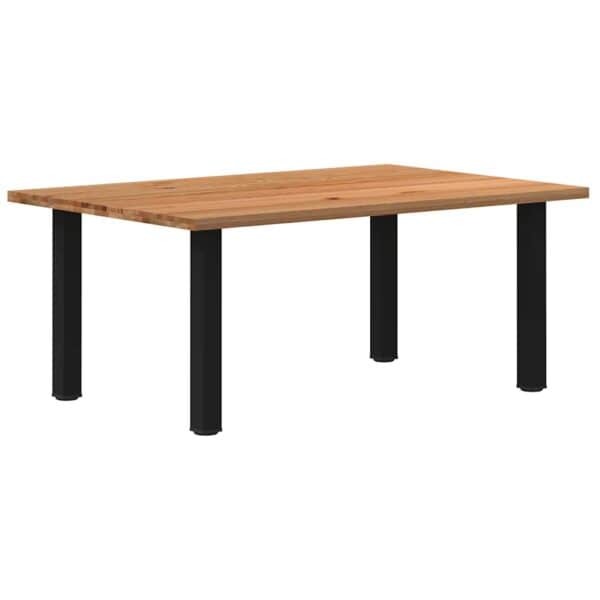 Eettafel Rechthoekig 220X120X74 Cm Massief Eikenhout Lichtbruin Zwart
