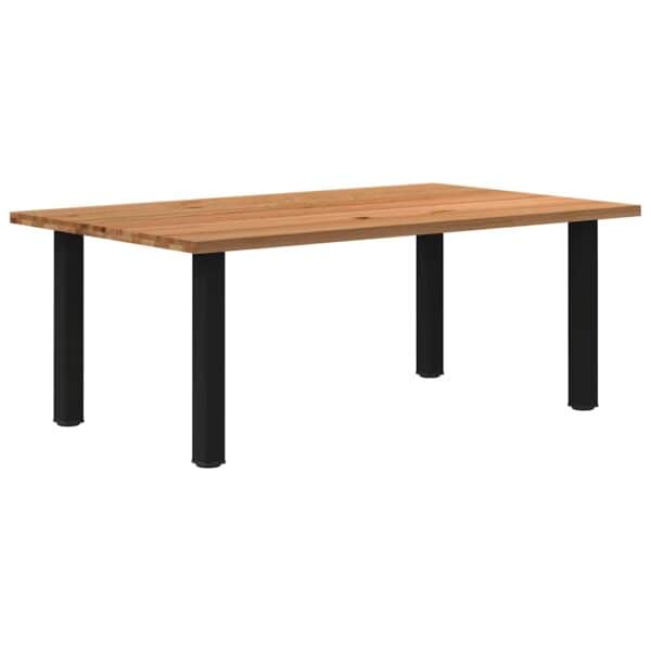 Eettafel Rechthoekig 220X120X74 Cm Massief Eikenhout Lichtbruin Zwart