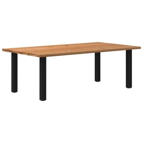 Eettafel Rechthoekig 220X120X74 Cm Massief Eikenhout Lichtbruin Zwart