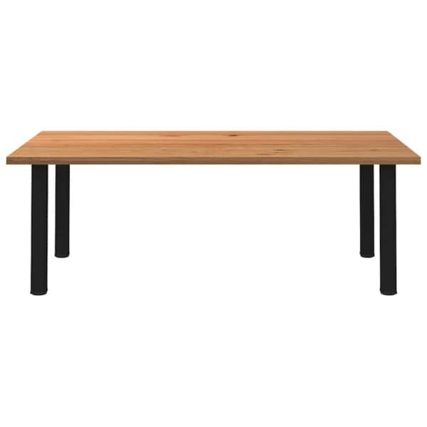 Eettafel Rechthoekig 220X120X74 Cm Massief Eikenhout Lichtbruin Zwart