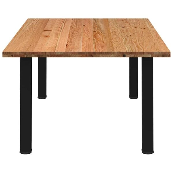 Eettafel Rechthoekig 220X120X74 Cm Massief Eikenhout Lichtbruin Zwart
