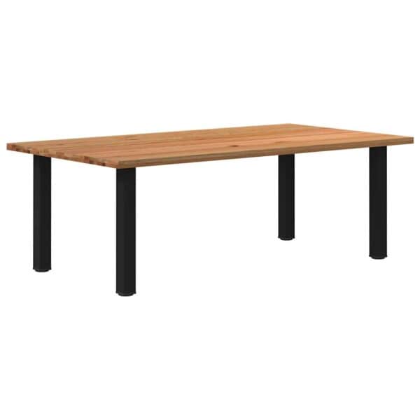 Eettafel Rechthoekig 220X120X74 Cm Massief Eikenhout Lichtbruin Zwart