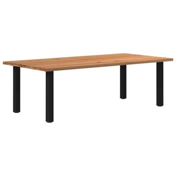 Eettafel Rechthoekig 220X120X74 Cm Massief Eikenhout Lichtbruin Zwart