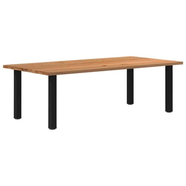 Eettafel Rechthoekig 220X120X74 Cm Massief Eikenhout Lichtbruin Zwart