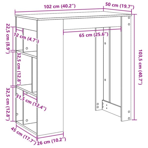 Bartafel Met Rekken 102X50X103,5 Cm Bewerkt Hout