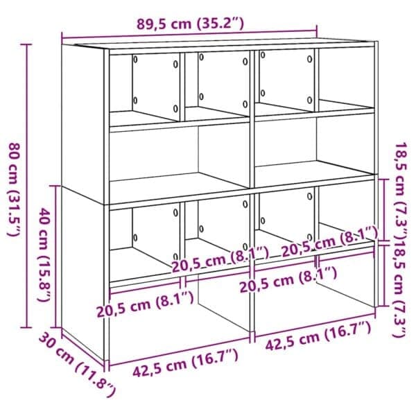 Schoenenrekken Stapelbaar 89,5X30X40 Cm Eiken