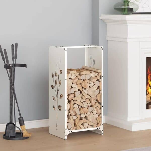 Brandhoutrek 40X30X80 Cm Koudgewalst Staal Wit