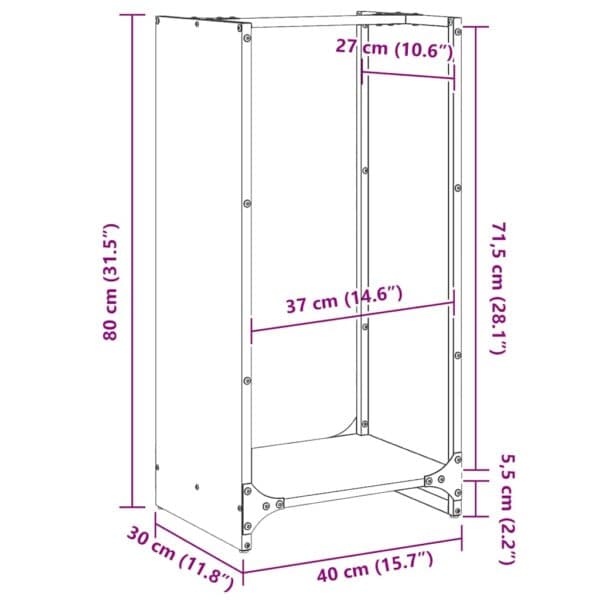 Brandhoutrek 40X30X80 Cm Koudgewalst Staal Wit